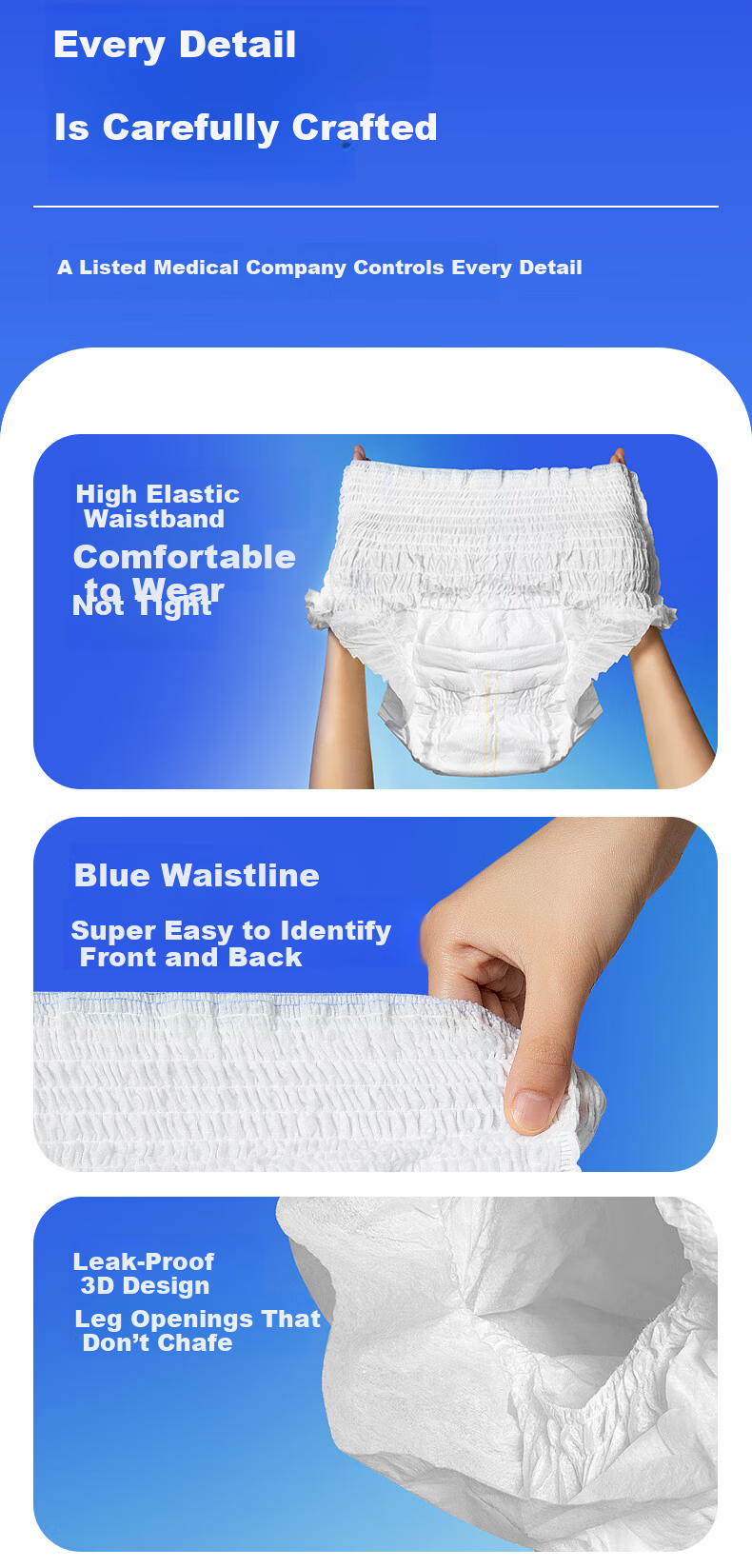 Kefu Lightweight Breathable Adult Pull-Up Diapers L60 Pieces Hip Circumference 95~120cm Incontinence Underwear for Elderly and Pregnant Women 4