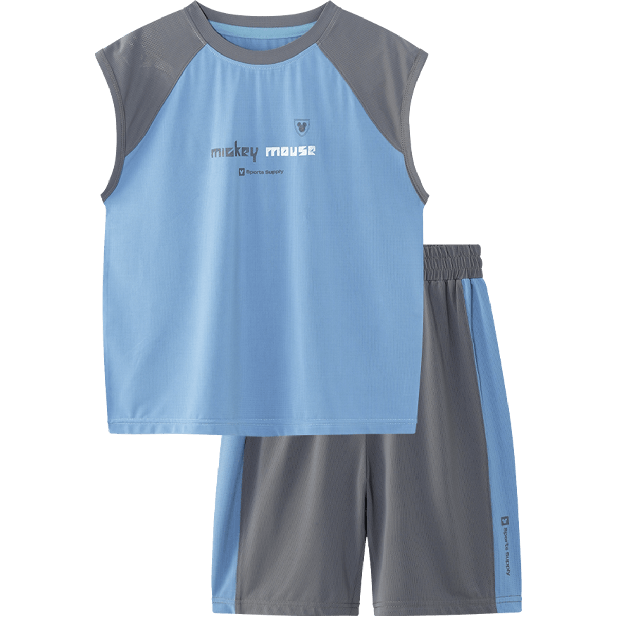 Disney Kids Boys and Girls Sports Set Summer Sleeveless Vest and Shorts Two-Piece Set Dark Gray 130