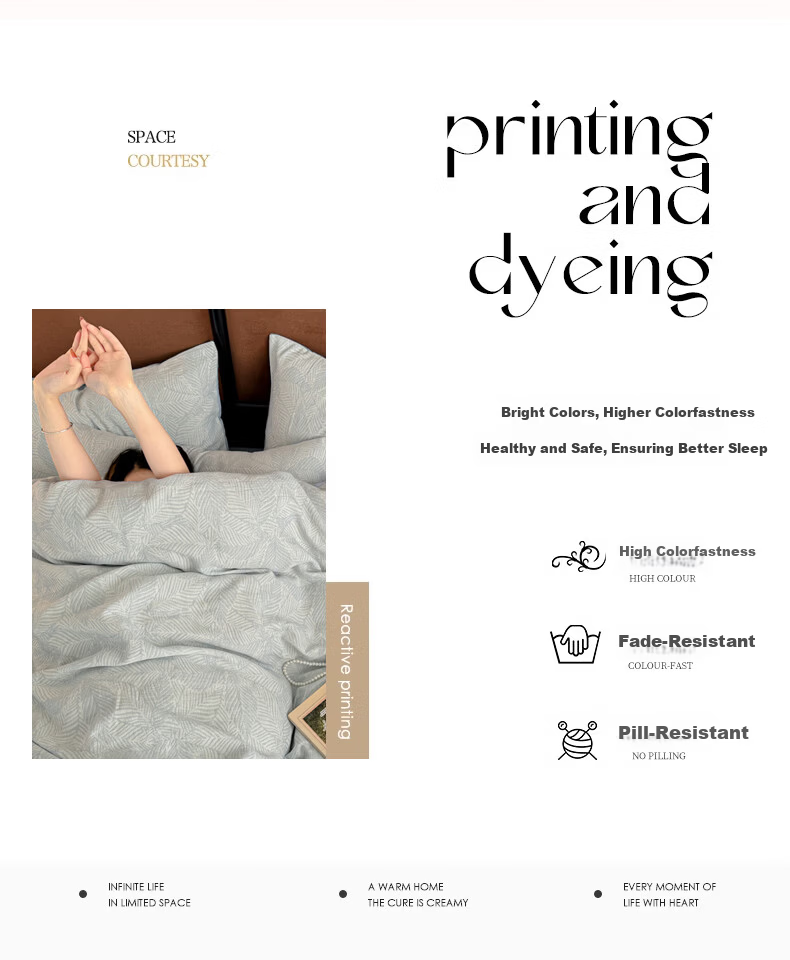 MUJI 100% Cotton Bedding Set 4-Piece Bed Linen Cotton Sheet Duvet Cover 200x230cm for 1.5/1.8m Bed 15