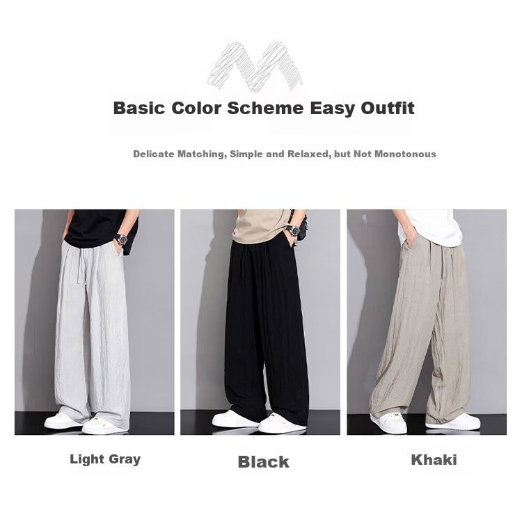 MARK FAIRWHALE Men's Ice Silk Pants Summer Thin Breathable Lyocell Linen Yamamoto Casual Trendy Wide-Leg Trousers 3