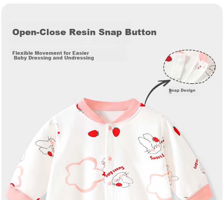 Badi Badi [Gift for Expectant Moms] Spring and Autumn Pure Cotton Romper Baby Infant Front-Opening Jumpsuit 66cm 5