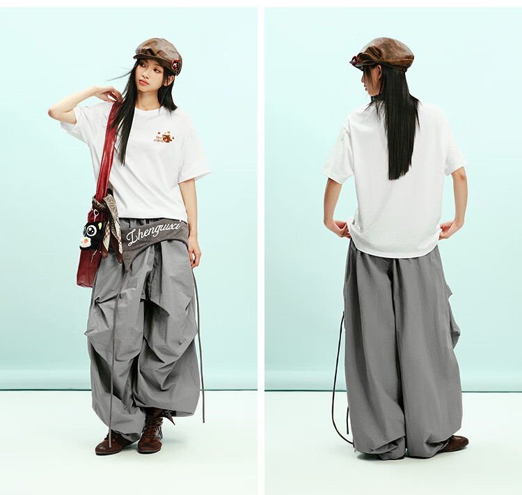 Semir Luo Xiaohei Short Sleeve T-Shirt Women Summer Moisture-Wicking Quick-Dry Cartoon Embroidered Drop Shoulder 2026 Top 109326100051 7