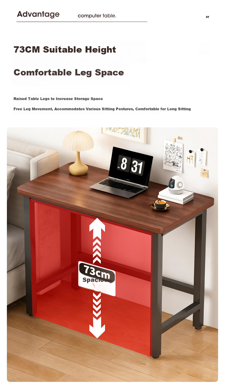Zhuobo Computer Desk Desktop Study Table Home Small Table Bedside Table BZ58 Walnut 80x40cm 9