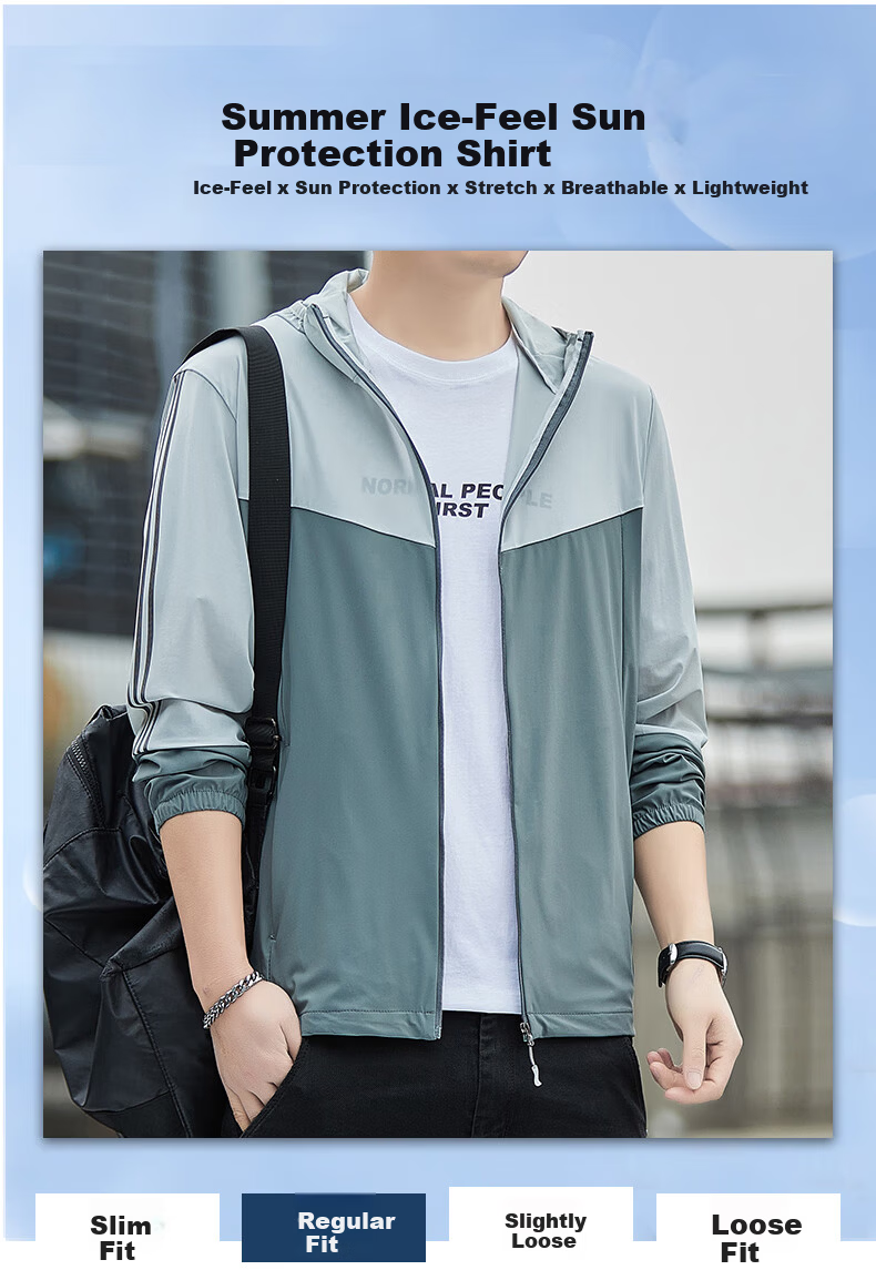 ROMON Men's Summer Ice Silk Breathable Casual Outdoor UV Protection Fishing Quick-Dry Jacket 1226 Dark Blue L 3