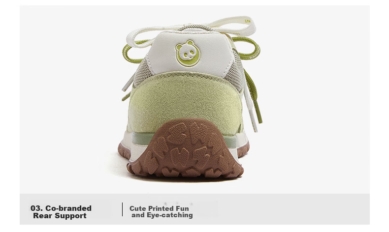 CAMEL Lime Training Shoes Women Panda Collaboration Casual Shoes Mismatched Lace Running Shoes L26S577095 Green Size 37 31