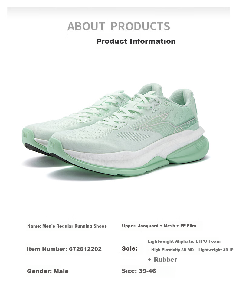 361° Men's Running Shoes Chiyan 6 Spring Summer Breathable Casual Commuter Cushioned Jogging Shoes 672612202-1 33