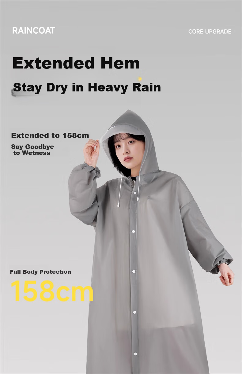 Liomirror Disposable Thickened Portable Raincoat Anti-Storm Rain Poncho with Hood Brim Long Children's Yellow Raincoat for Electric Vehicles 12