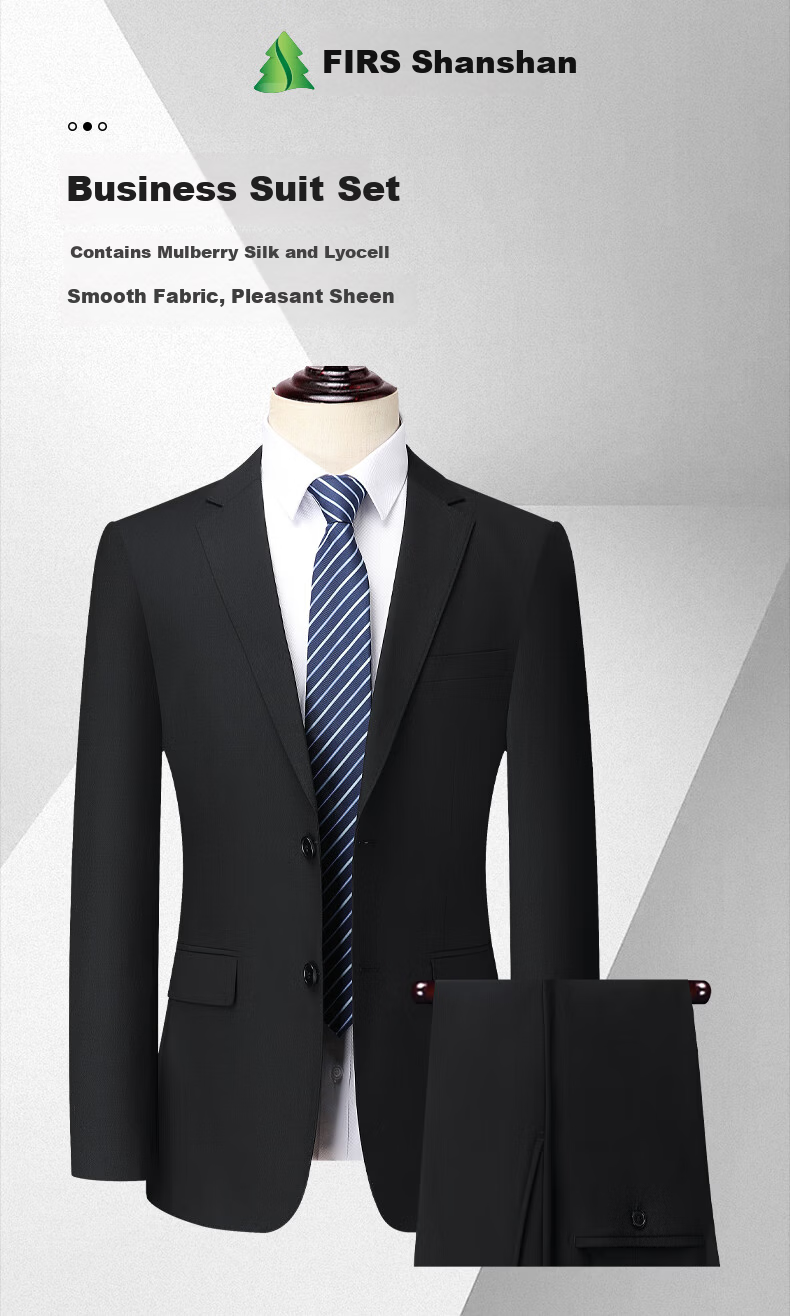 FIRS Men's Suit Set with Mulberry Silk and Lyocell Professional Workwear Formal Business Suit Groom Best Man Attire 1