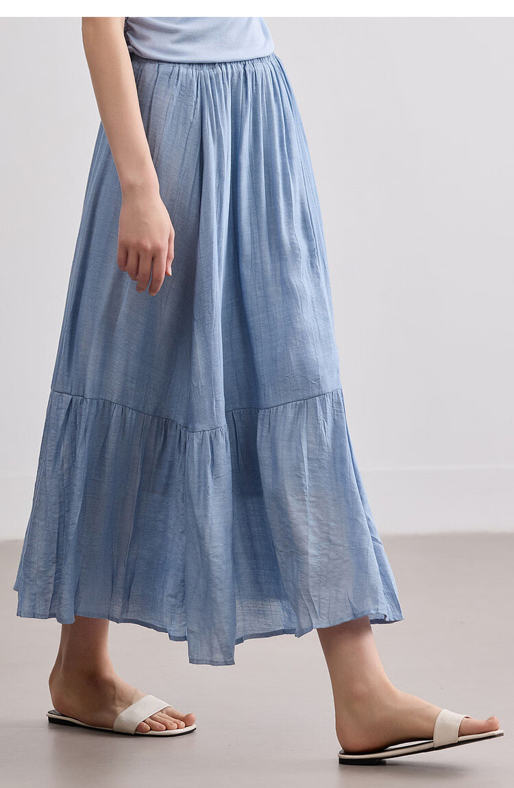 Demana [Forest Style Wardrobe] Summer Artistic Wrinkled Washed Tie-Dye Elastic Waist Slimming Mid-Length Skirt for Women 18