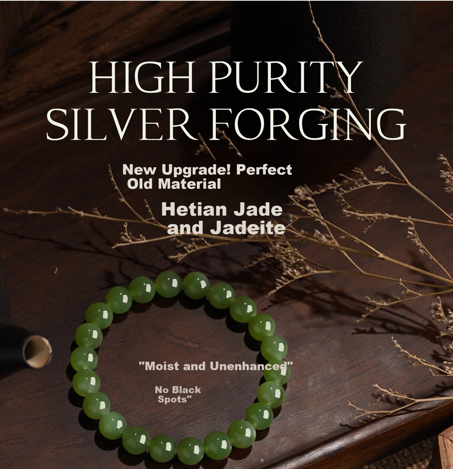 Sino Gem Hetian Jade Green Jade Beaded Bracelet for Women Natural Jade Stone Strand Anniversary Birthday Gift for Girlfriend Wife Mom 11