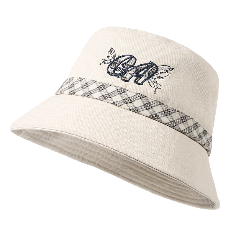 CACUSS Women's Fisherman Hat Spring Summer Outdoor Casual Embroidered Sun Hat Breathable Cotton Bucket Hat Almond Milk