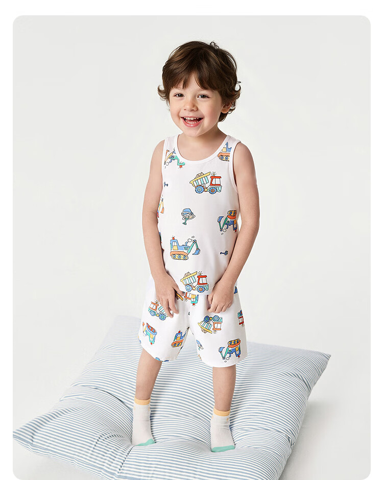 Balabala Baby Vest Set Summer Air-Conditioned Clothing Children's Pajamas Toddler Boys Homewear Comfortable Sleeveless 15