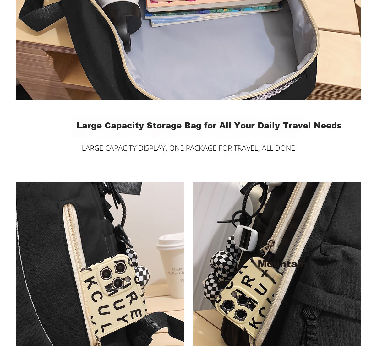 JINSHIWQ Korean Style Trendy Large Capacity Backpack for High School and College Students, New Double Shoulder Bag for Men and Women, High-Value Travel Backpack 18