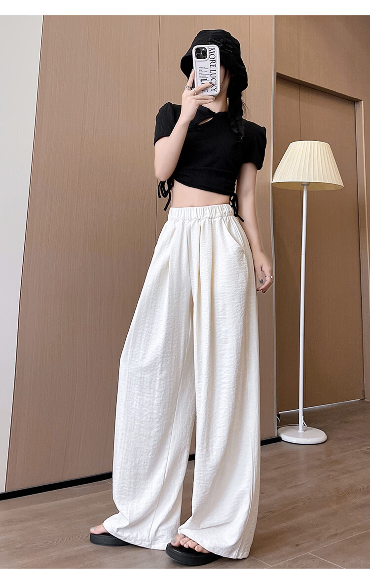 FitonTon Naifu Shanben Women's Autumn Winter New High Waist Draped Slim Casual Loose Lazy Texture Wide Leg Pants 12