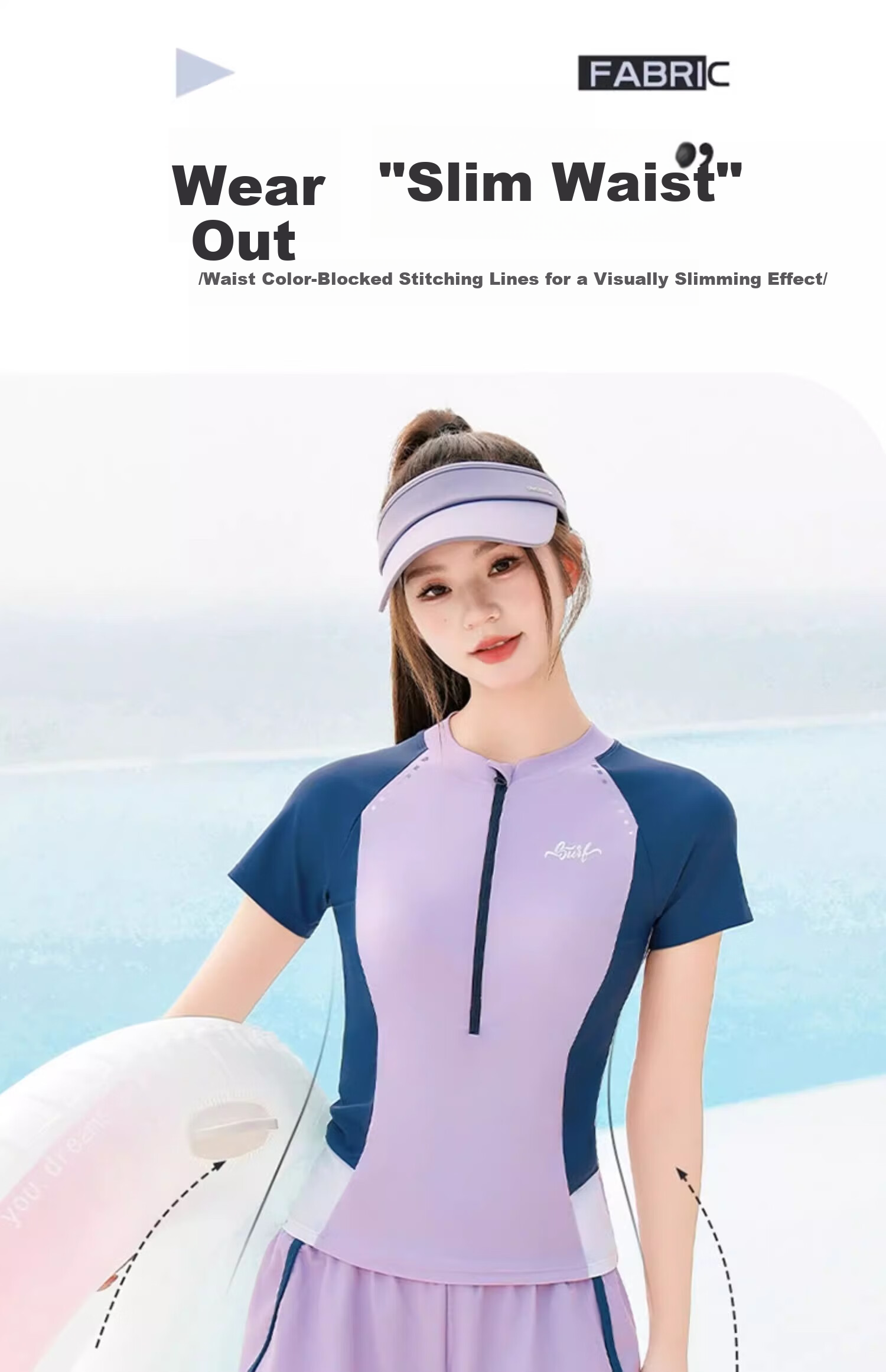 Warrior Women's Two-Piece Swimsuit Fashionable Hot Spring Swimwear Tummy Control Slimming Conservative Sports Swimwear 16003H1I White L 6
