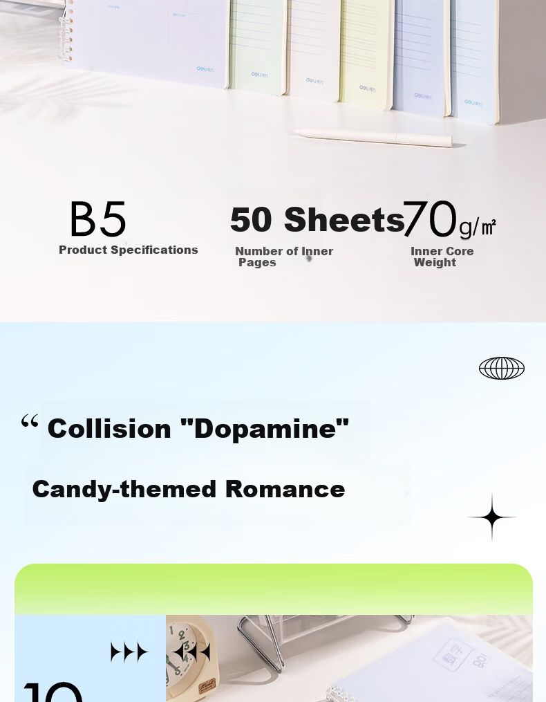 Deli B5 Foldable Loose-Leaf Notebook for Students' Homework, Practice, And Subject Notes, 50 Sheets, Political Science Workbook BDHB5-02 2