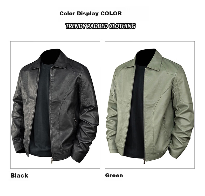 Jeanswest Men's Spring Business Casual Simple Lapel Solid Color PU Jacket Trendy Stylish Youth Outerwear 6