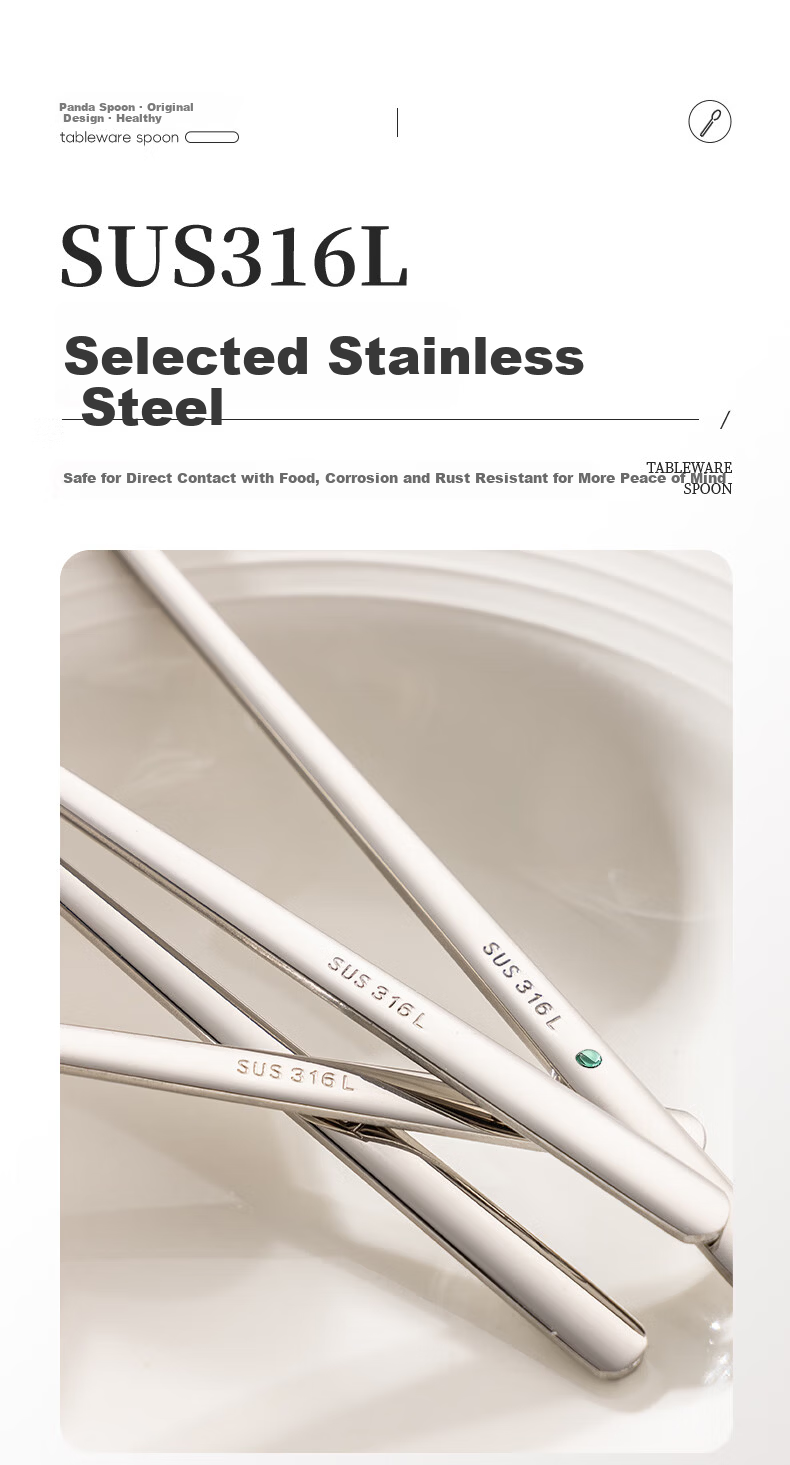 Guangyi 316L Stainless Steel Large Thickened Soup Spoon Serving Spoon Long Handle Rice Spoon 2 Pieces GY1490 4