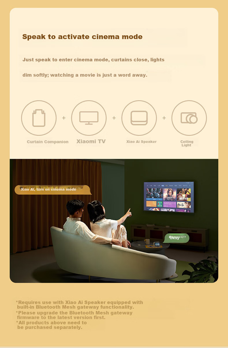 Mijia Xiaomi Mijia Curtain Companion (Roman Rod Version) Smart Electric Automatic Curtain Ready to Use 12