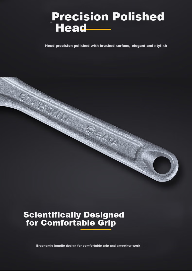 SATA Optical Handle Adjustable Wrench, 10-Inch Large Adjustable Head, Movable Jaws Wrench, 10" 05303 7