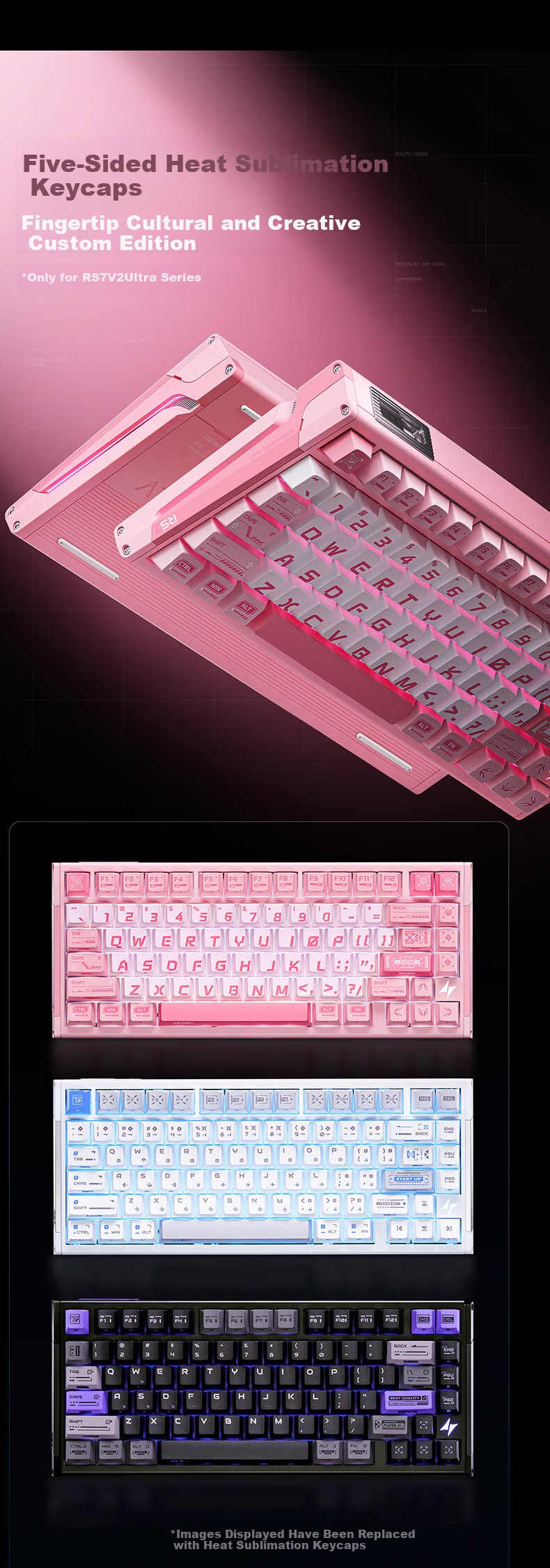 ATKRS7V2 Ultra Wired Customizable Valorant RT Mode 75% Layout Gaming Office Mechanical Keyboard 81 Keys Silver Blade Crystal Blade Switches 7