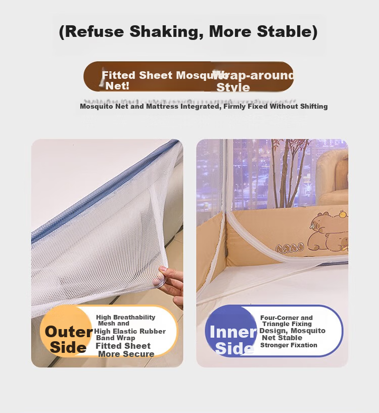 MUJI Class A Baby Crib Mosquito Net with Anti-Fall Bumper, Three-Door 1.8×2m with Reinforced Frame 10