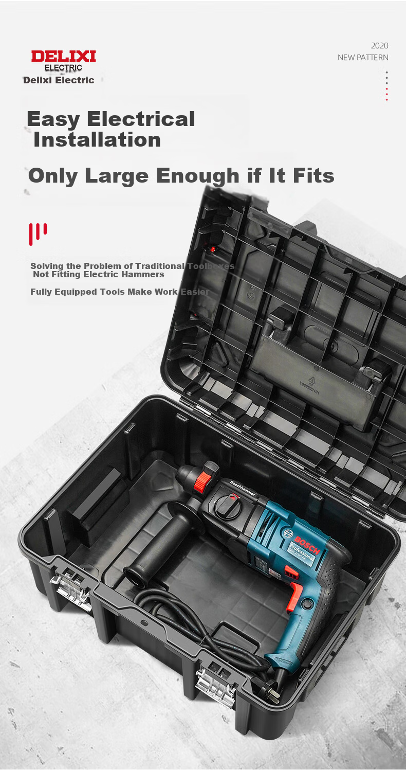 Delixi Thickened Toolbox Storage Box Large Industrial Grade Portable Multi-Functional Repair Electrician Tool Case for Home and Vehicle 4