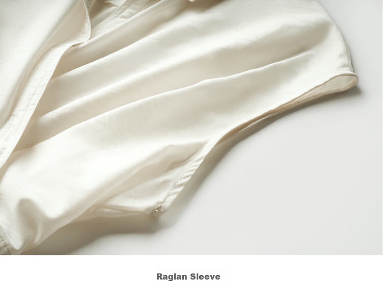 Olrain Eurielle Vintage Shirt-Style Raglan Sleeve Waist-Cinched Dress with Flared Skirt Women Beige L 21