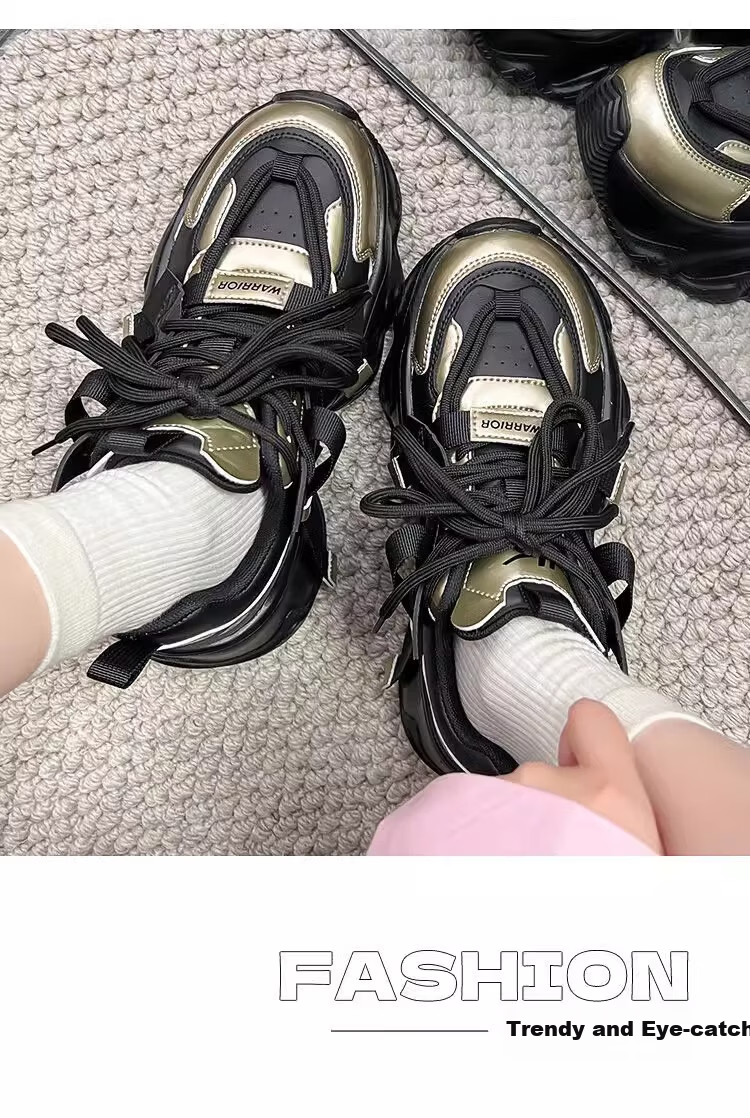 Warrior Official Women's Summer Dad Sneakers 2026 New Sports Shoes Versatile Beige Mesh Style Size 35 27