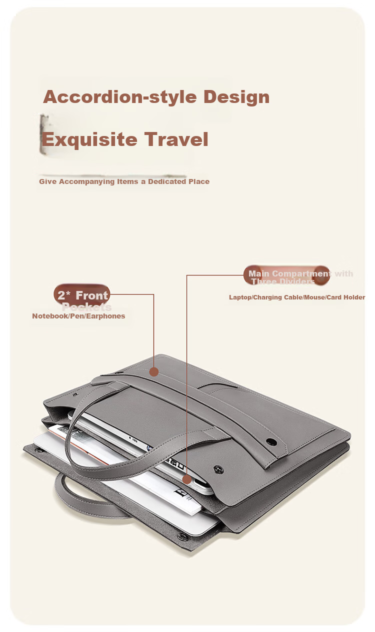 Biyoumei Accordion Waterproof Laptop Bag for Lenovo Xiaoxin 13-inch Lightweight Large Capacity Apple Mac Gray 4
