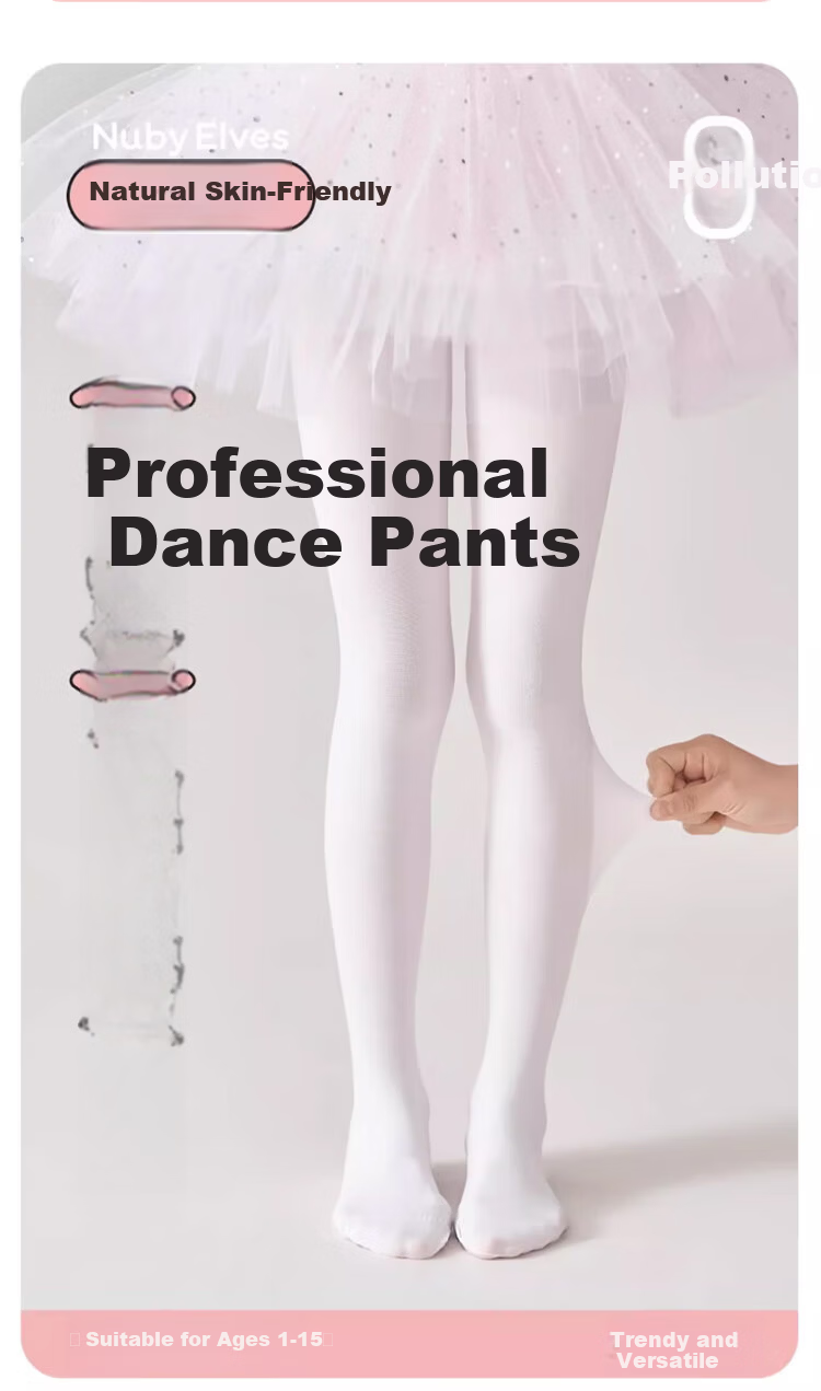 Dingguagua Children's Dance Tights Summer Thin Pantyhose Girls White Ballet Practice Stockings 1