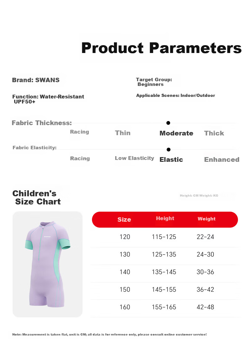 SWANS Kids Girls One-Piece Square-Leg Swimwear Chlorine-Resistant Quick-Dry Professional Sun Protection Surf Suit Light Purple 130 3