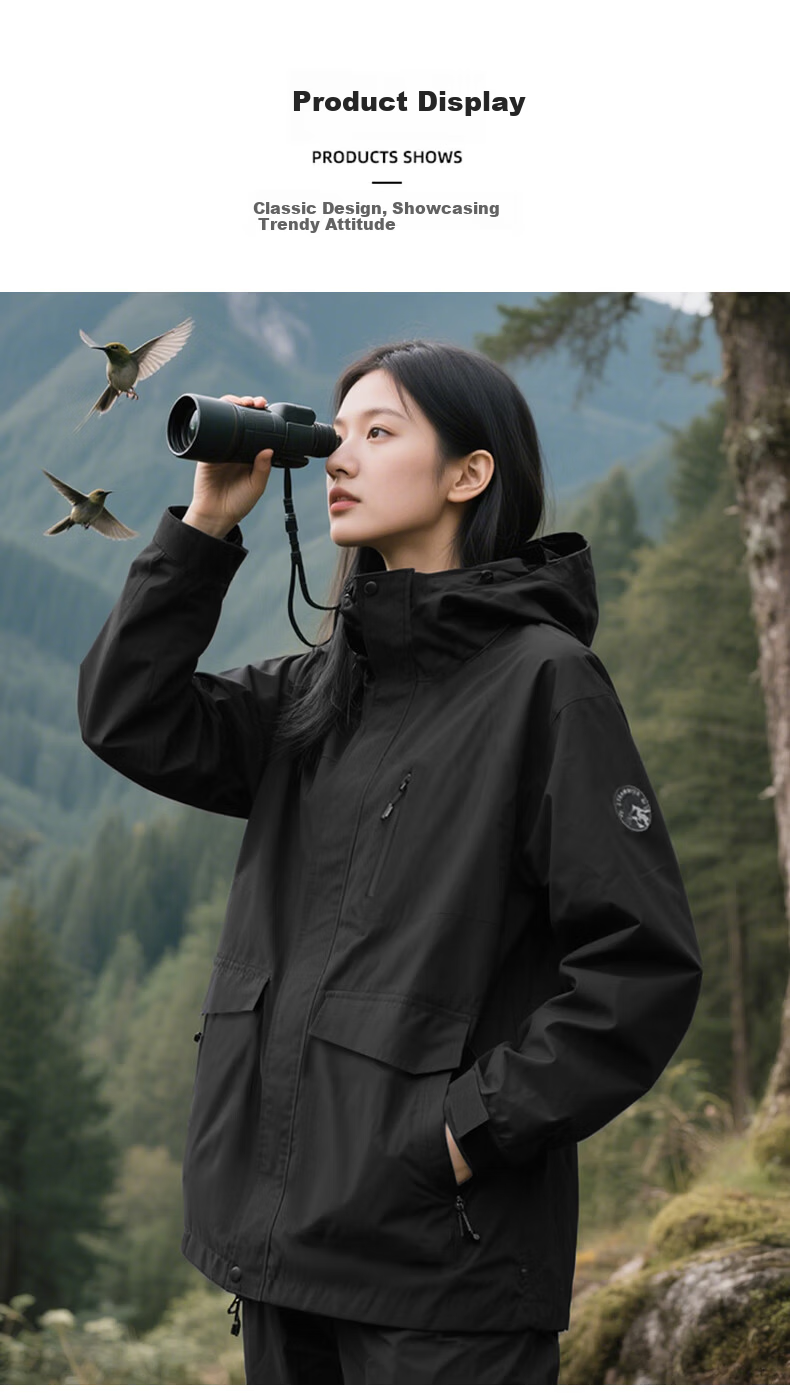 Baleno 2026 New Women's Outdoor Jacket Spring Autumn Winter Windproof Waterproof Hooded Coat Versatile Travel Top 7
