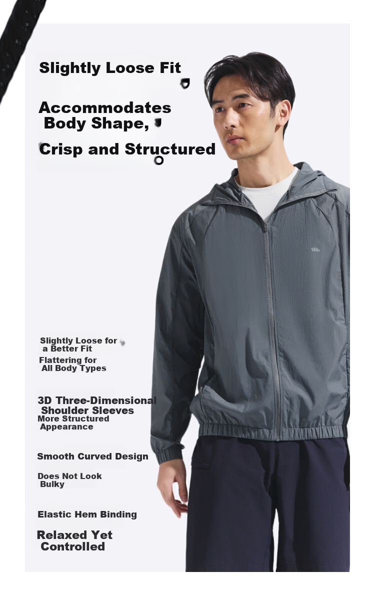 Beneunder Men's Sunscreen Jacket Skin Coat UV Protection Breathable Water-Repellent WR010 [JD Exclusive] 11