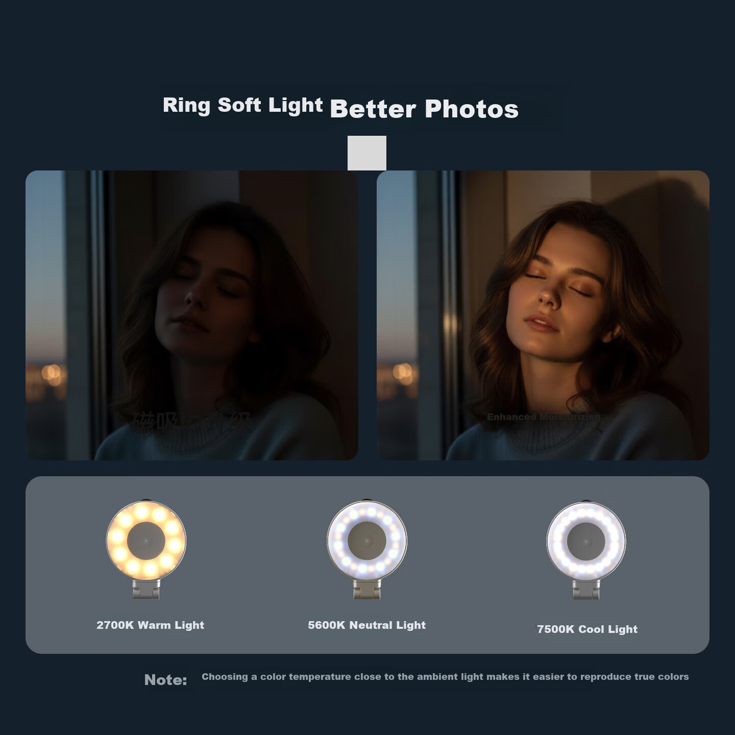 TELESIN Magnetic Portable Fill Light for Mobile Phones, Handheld Selfie LED Light with Bi-Color Temperature for Live Streaming, Video Recording, Travel, and Outdoor Shooting