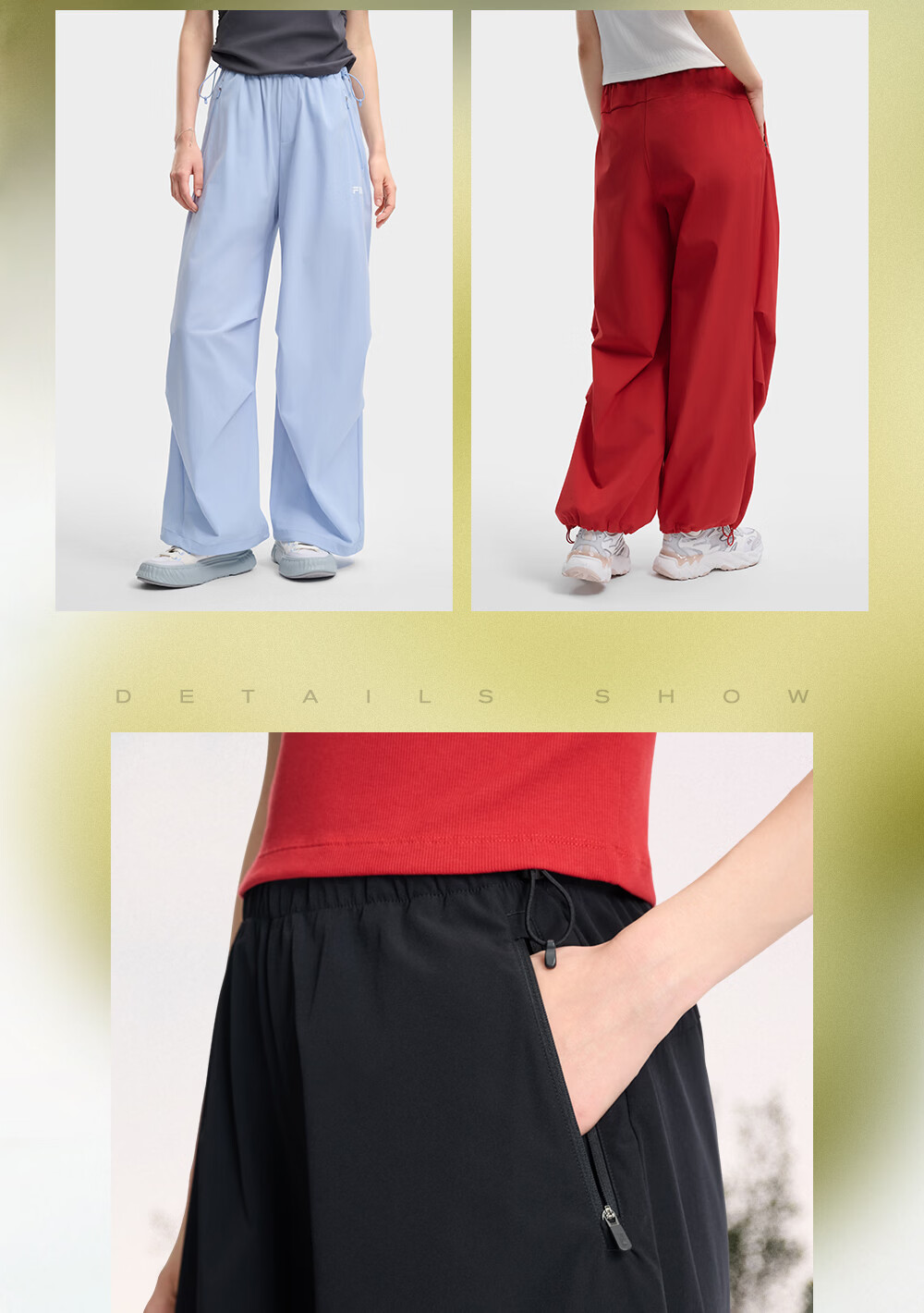 FILA Women's Woven Long Pants 2026 Summer Casual Loose Cool Sun-Protective Straight-Leg Trousers [Han So-hee Style] 11
