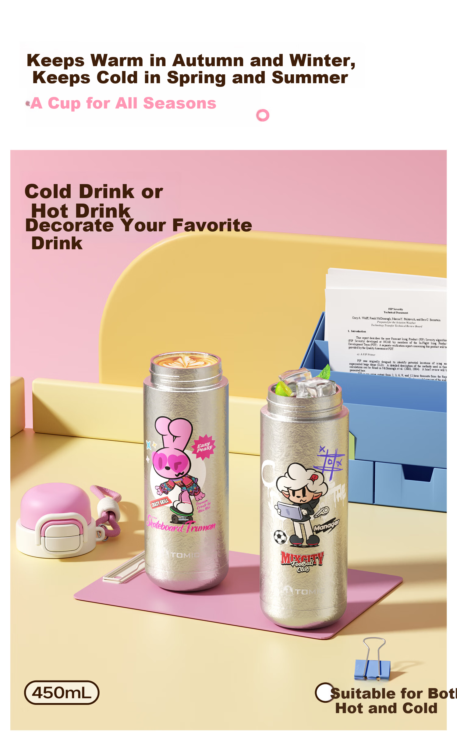 TOMIC Kids Insulated Double Drinking Water Bottle Student Essential School Straw Water Cup Birthday Gift for Boys and Girls 6