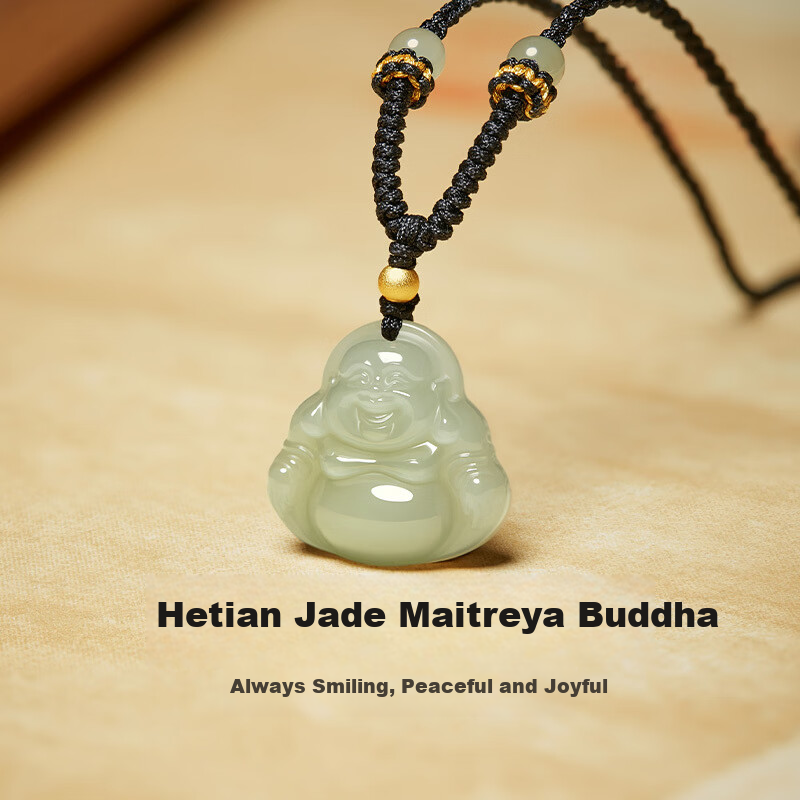 GLTEN Maitreya Buddha Hetian Jade Pendant Necklace for Women Birthday Gift Lightweight Luxury Unique for Girlfriend Wife Mom