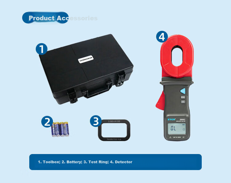 ETCR ETCR2000A Clamp Ground Resistance Tester 500Ω Clamp Meter Lightning Protection Grounding 55×32mm 19
