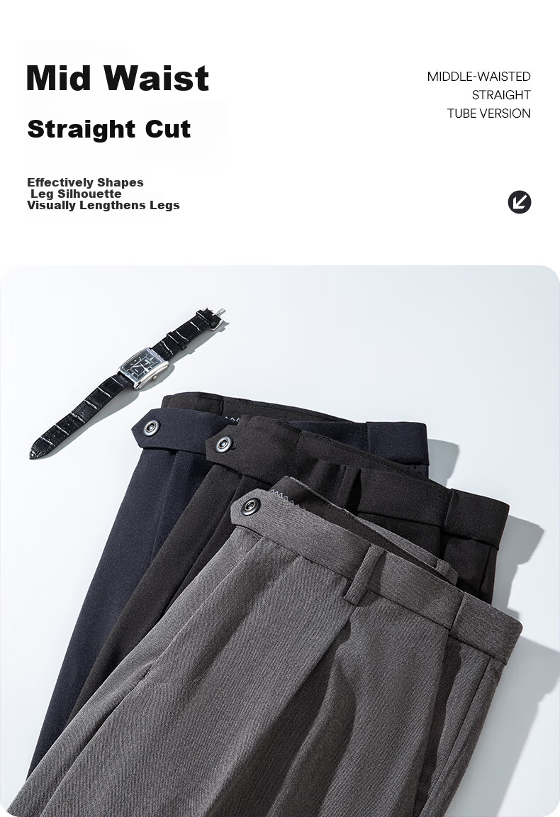ROMON [Wrinkle-Resistant And No-Iron] Men's Dress Pants, New Style for Young And Middle-Aged Men, Straight-Leg Loose Business Cargo Trousers, Casual Pants for Me 6