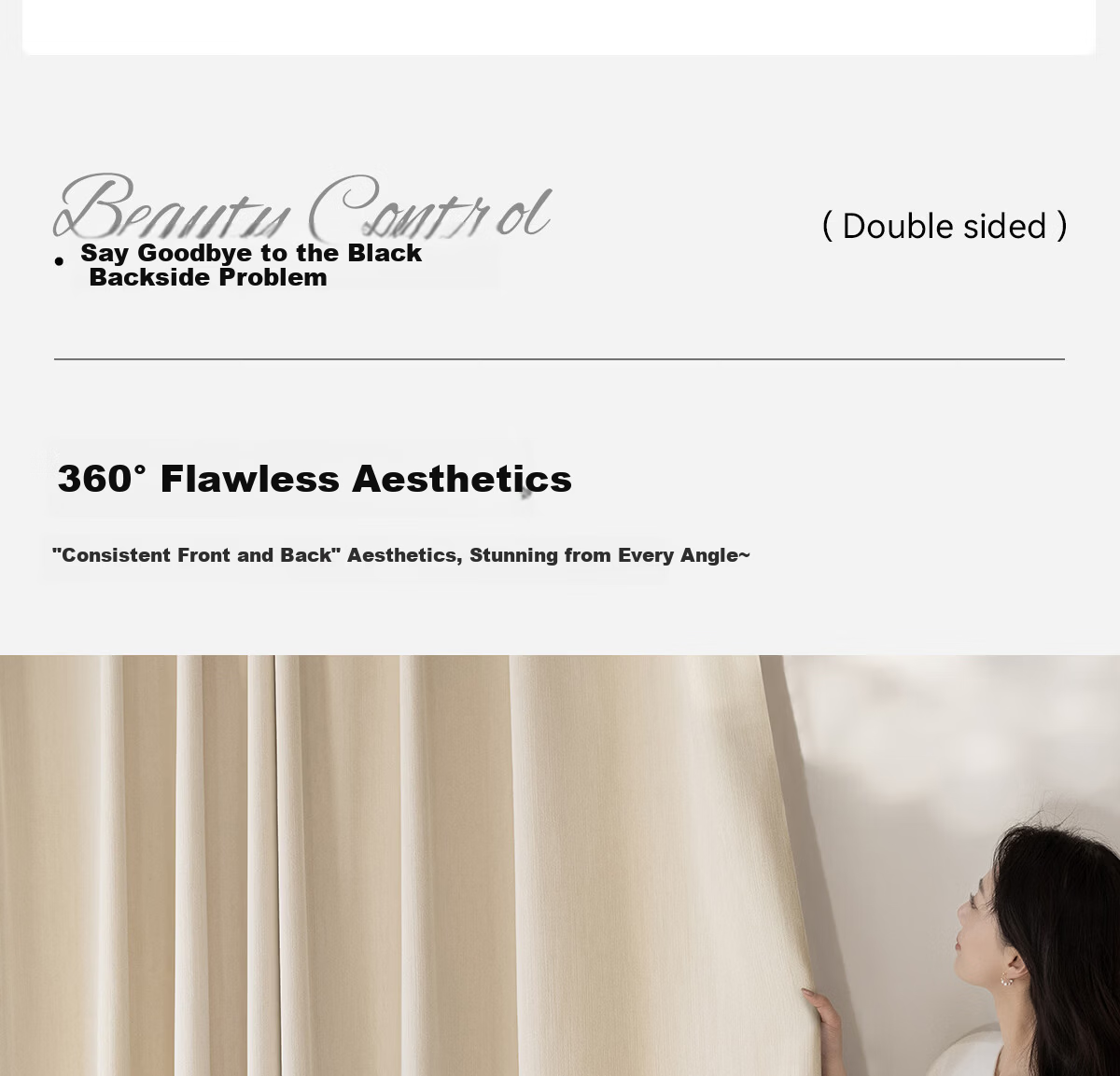 Golden Cicada Home Blackout Double-Sided Chenille Curtains Hooked Cream Color 270x250cm 8