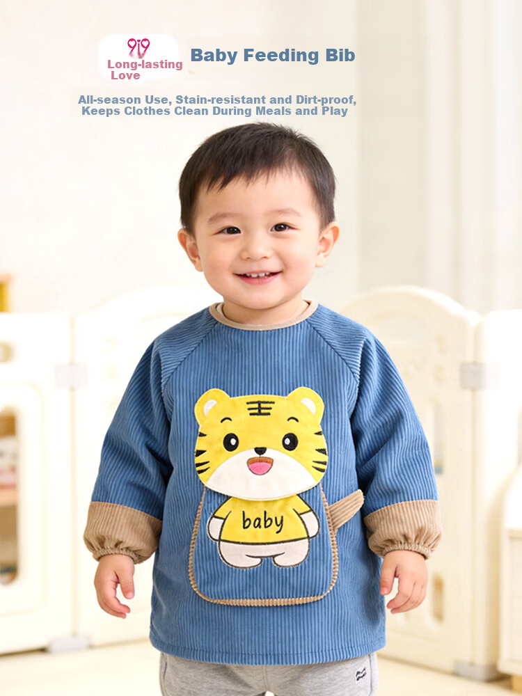 9i9 Baby Eating Bib Apron Long Sleeve Toddler Art Smock Waterproof Reversible Kids Splash-Proof Shirt A410 1