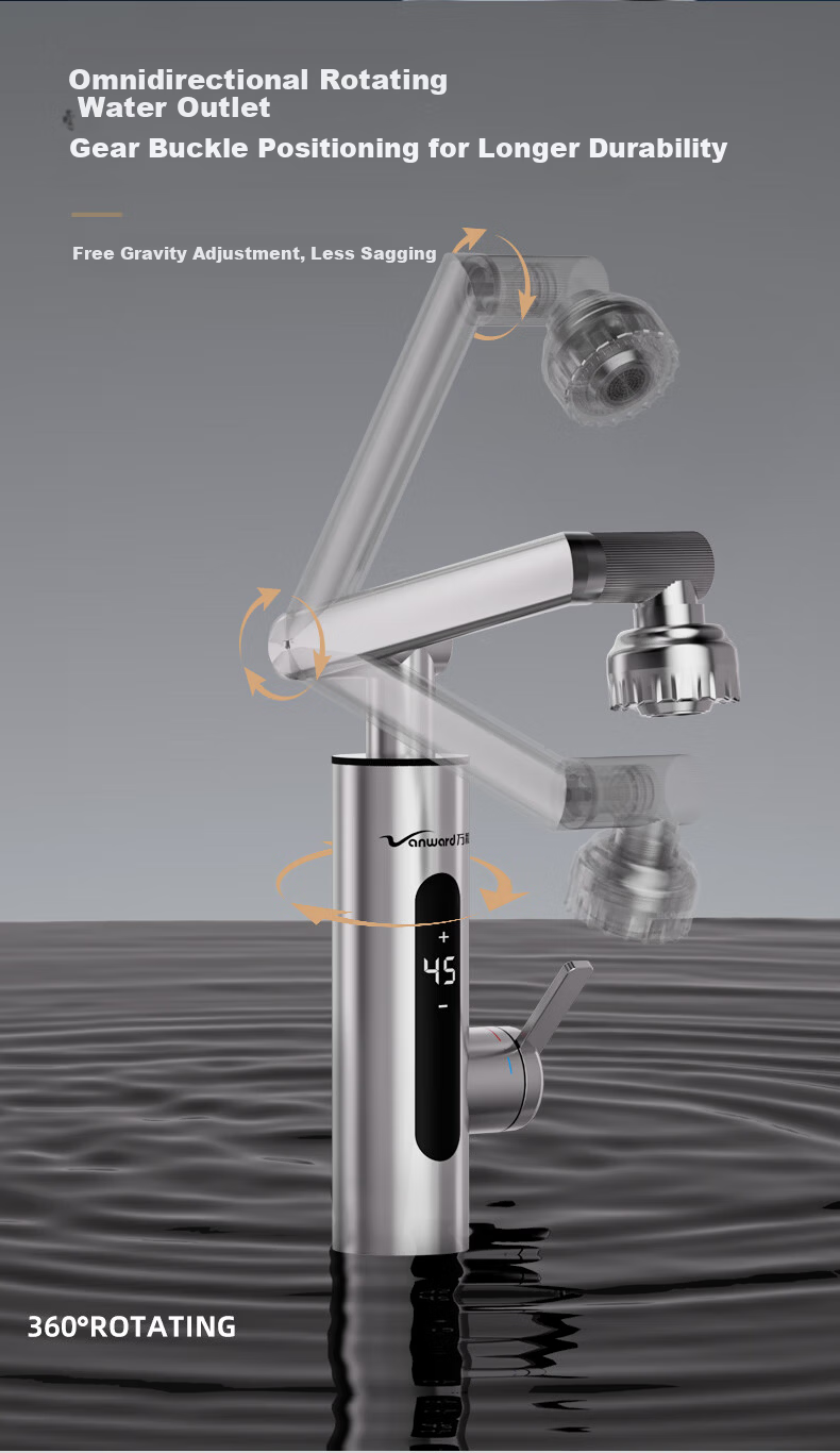 Vanward Instant Electric Water Heater Faucet Stainless Steel Variable Frequency Constant Temperature Rapid Heating Faucet Heater Hot and Cold Digital Display Bathroom Kitchen Small Kitchen Treasure El 8