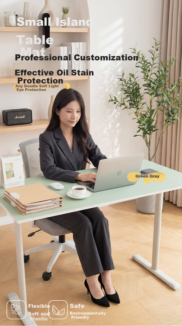 JD Jingzao Desk Mat Computer Desk Pad Desktop Protector Office Desk Mat Student Writing Pad Green Gray 60x120cm 1