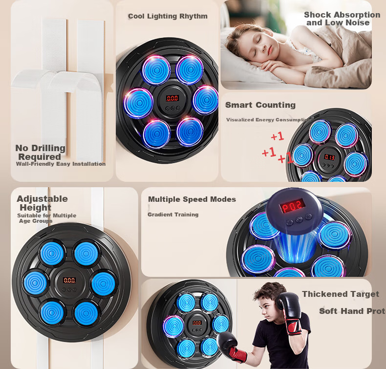 Miaobeile Children's Smart Music Boxing Machine Wall Target 6-10 Years Electronic Reaction Target Adult Boxing Trainer Birthday Gift 2