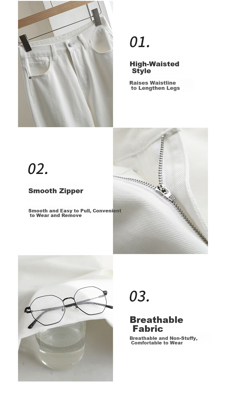 Borui White Tencel Three-Proof Denim Pants 2026 New Spring Lyocell Wide-Leg High-Waist Loose Flared Casual Pants 12