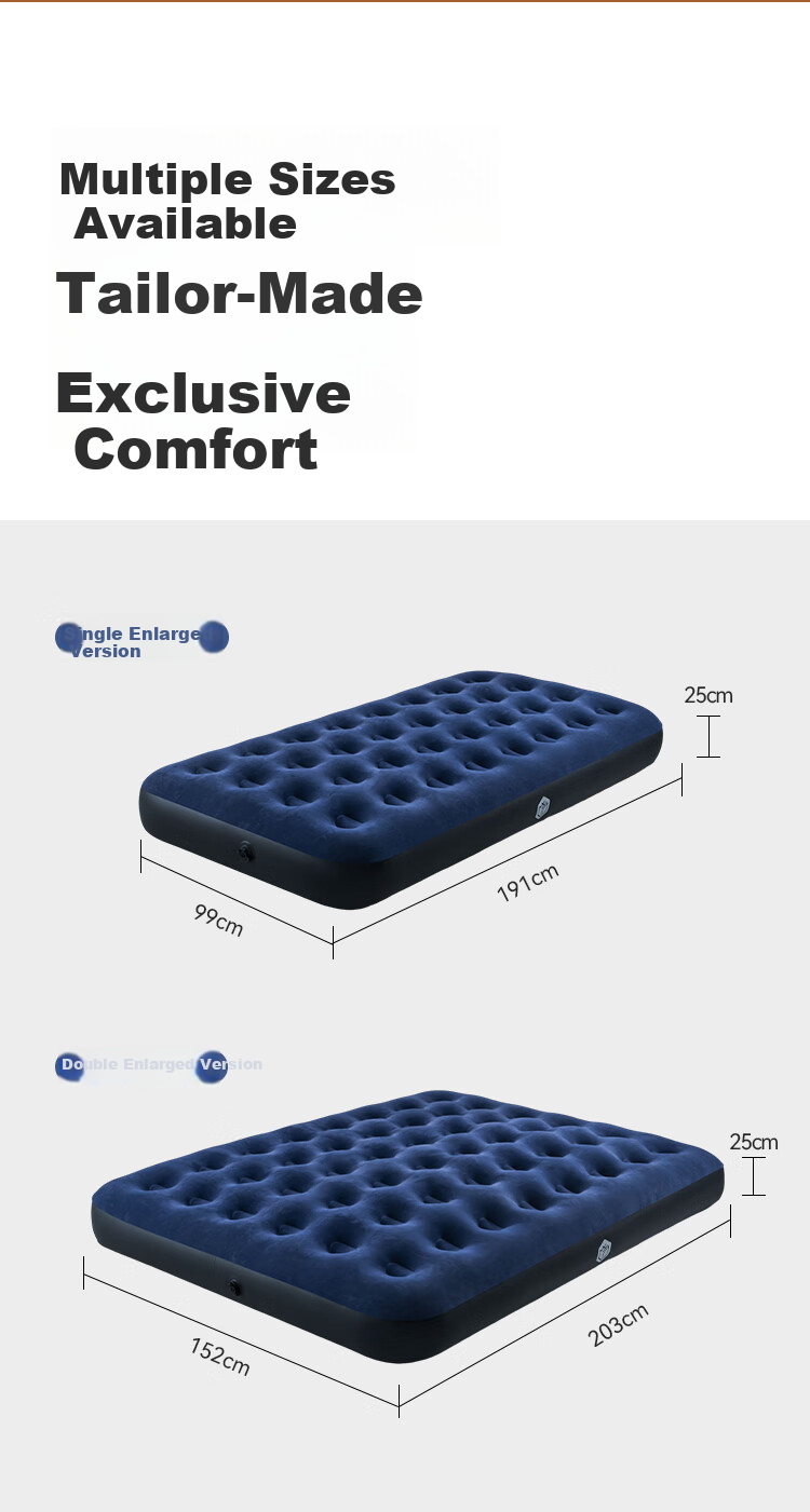 JD Jingzao Single Extra-Large Self-Inflating Air Mattress with Pump Outdoor Camping Home Floor Air Bed 25cm 12