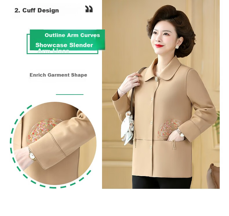 QIUFULUO 2026 Mom's Spring New Fashion Jacket Chinese Style Middle-aged and Elderly Women's Spring and Autumn Coat for 50s and 60s Stylish Clothing 5
