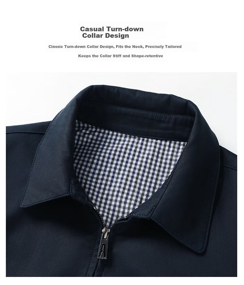 ROMON 100% Cotton Men's Jacket Casual Workwear Spring Autumn Lapel Coat for Middle-aged and Young Men Dad Style Shirt Jacket 4