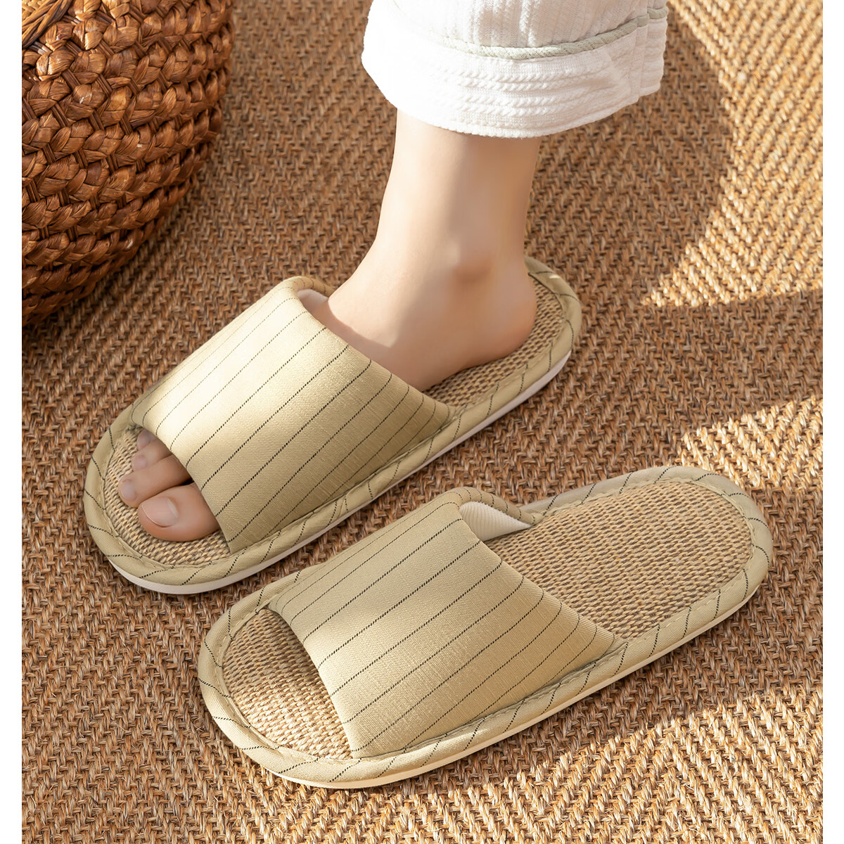 TZLDN Japanese-Style Linen Slippers, 2026 New Couple's Fabric Slippers, Home Non-Slip Men's Cotton Sandals for Indoor Use 16